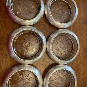 Elegant Silver and Glass Coaster Set